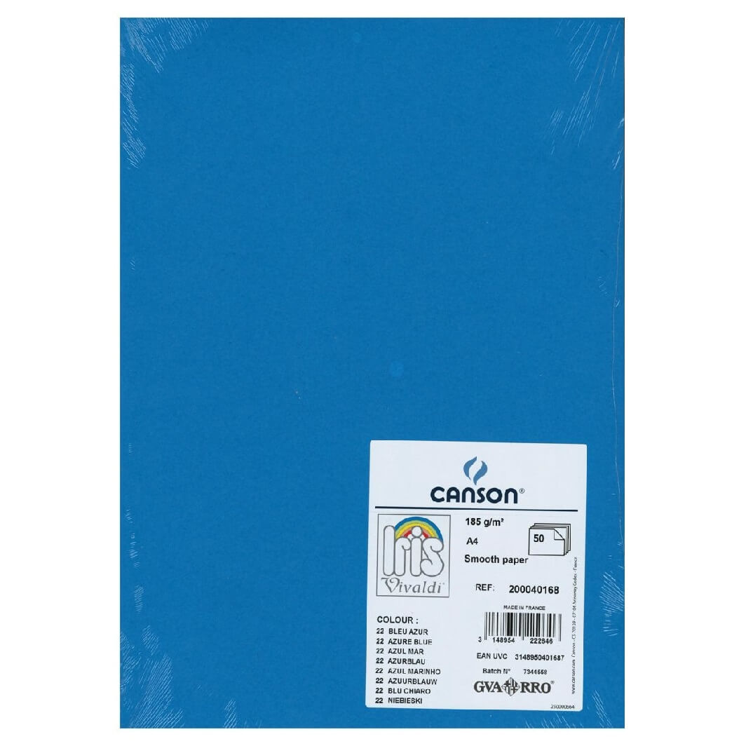 Cartulina Iris A4 185g azul mar (pack 50)