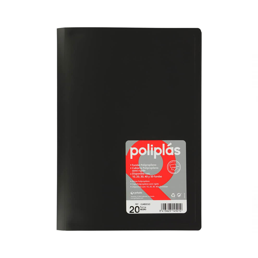 Carpeta 20 fundes A4 polipropilè opaca negra