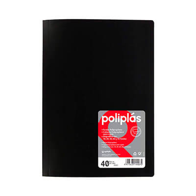 Carpeta 40 fundes A4 polipropilè opaca negra