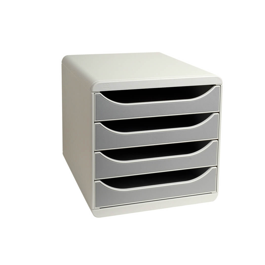 Módulo office-set gris-piedra de 4 cajones
