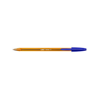 Bolígrafo Bic naranja punta fina azul