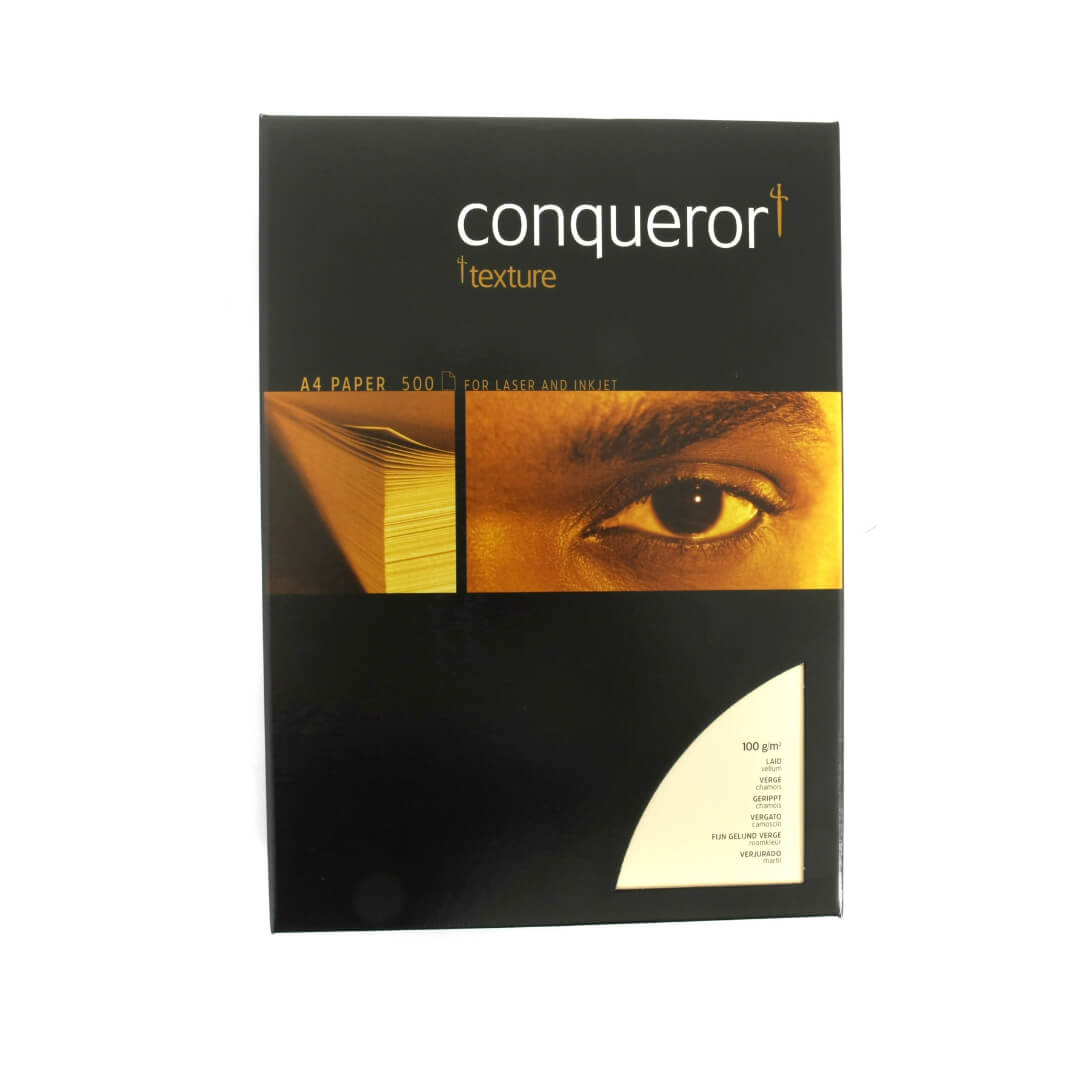 Paquet paper Conqueror A4 100g verjurat ivori