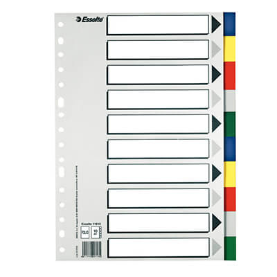 Juego 10 separadores PP Folio 16 anillas