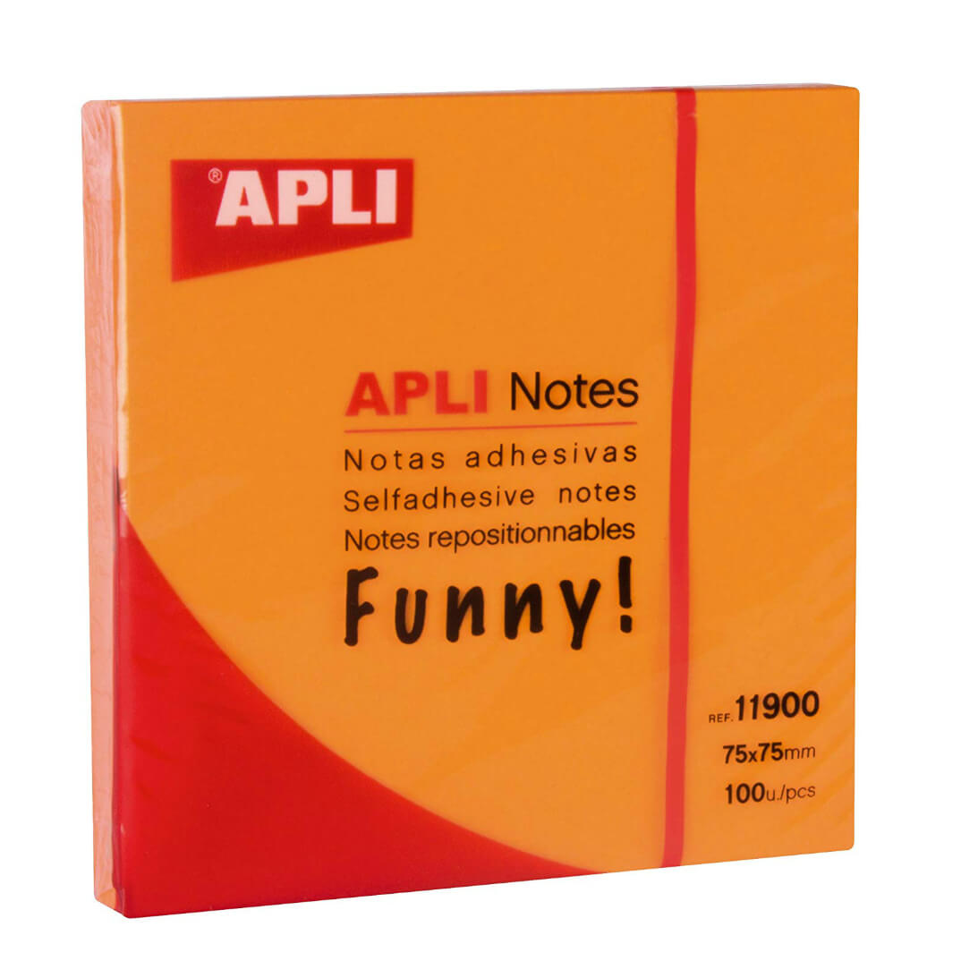 Bloc notas adhesives Apli 75x75 taronja brillant