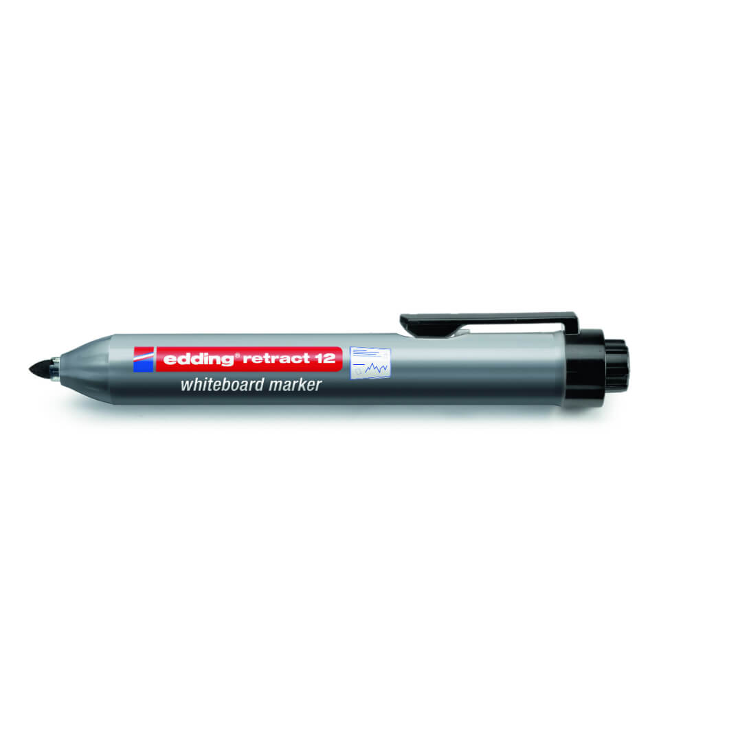 Rotulador pizarra blanca edding retráctil 12 negro