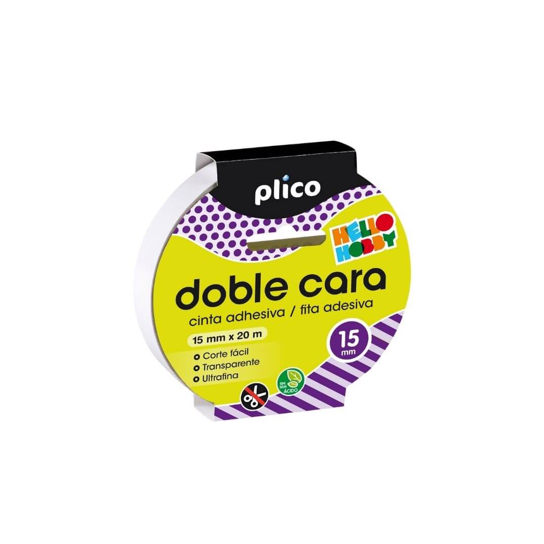 Cinta Plico doble cara adhesiva 20m x 15mm