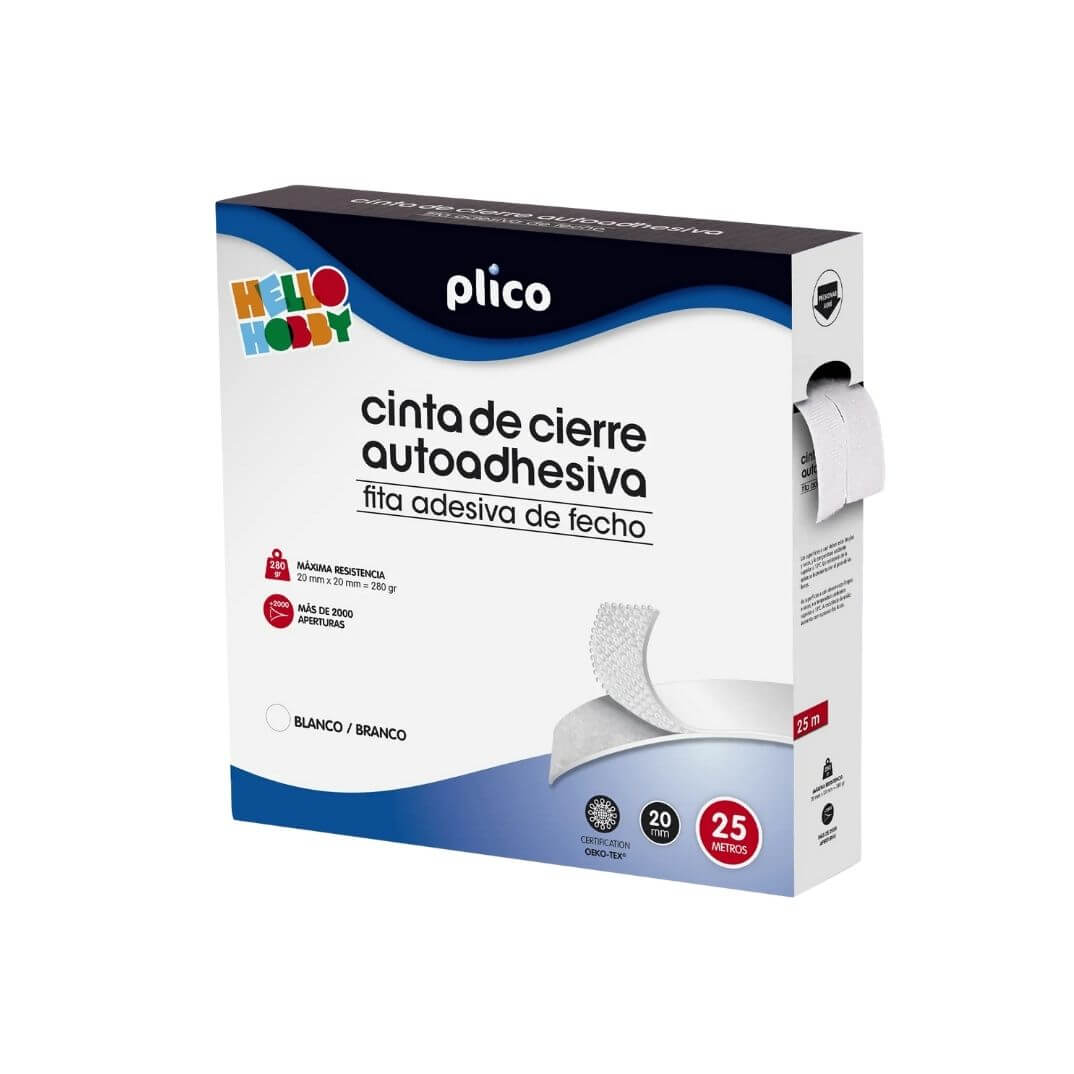 Cremallera tèxtil autoadhesiva Plico blanc 25m