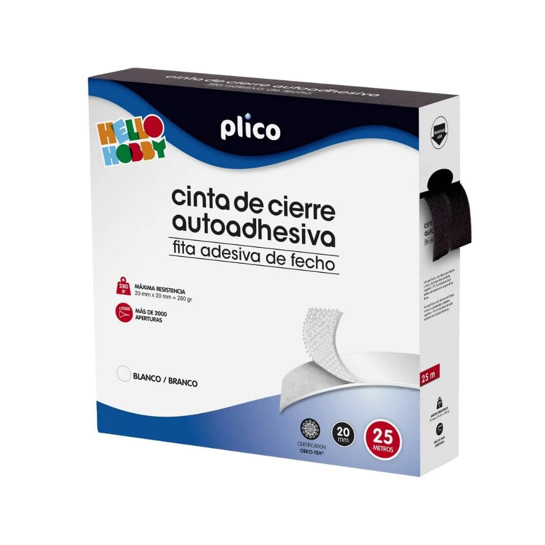 Cremallera textil autoadhesiva Plico negro 25m