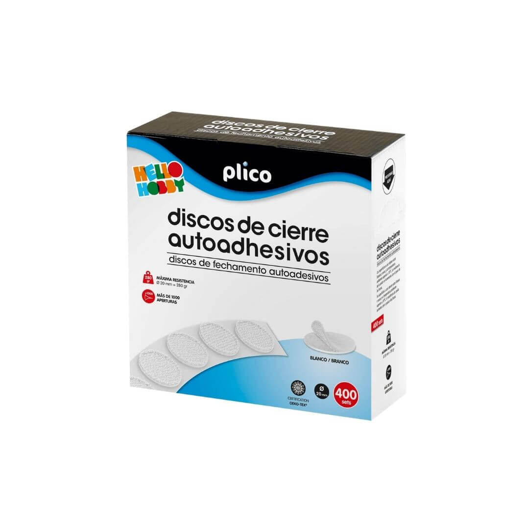 Discos tancament tèxtil Plico 20mm autoadhes blanc