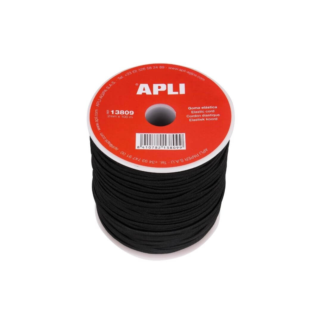 Bobina de corda elàstica Apli negra 2mm x 100m
