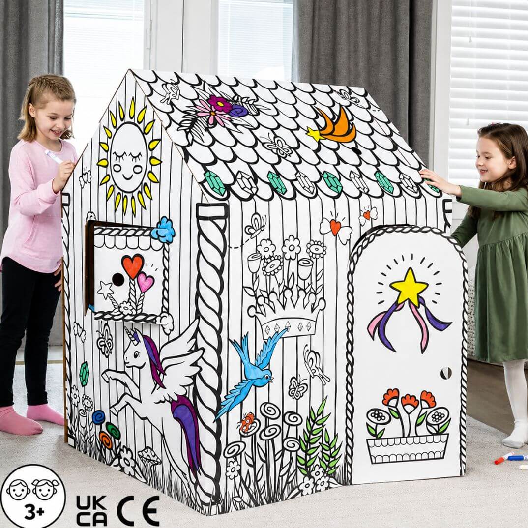 Casa de cartón XL para pintar Unicornio
