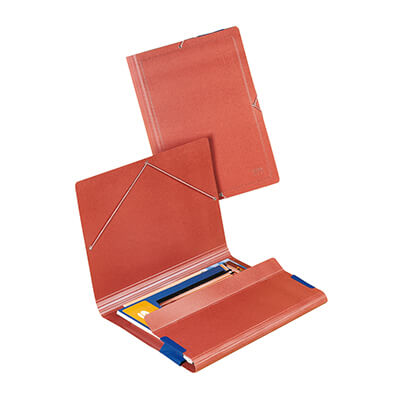 Carpeta cartón 1/4 con gomas color cuero