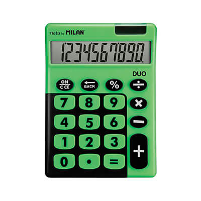 Calculadora Milan 10 dígitos teclas grandes verde