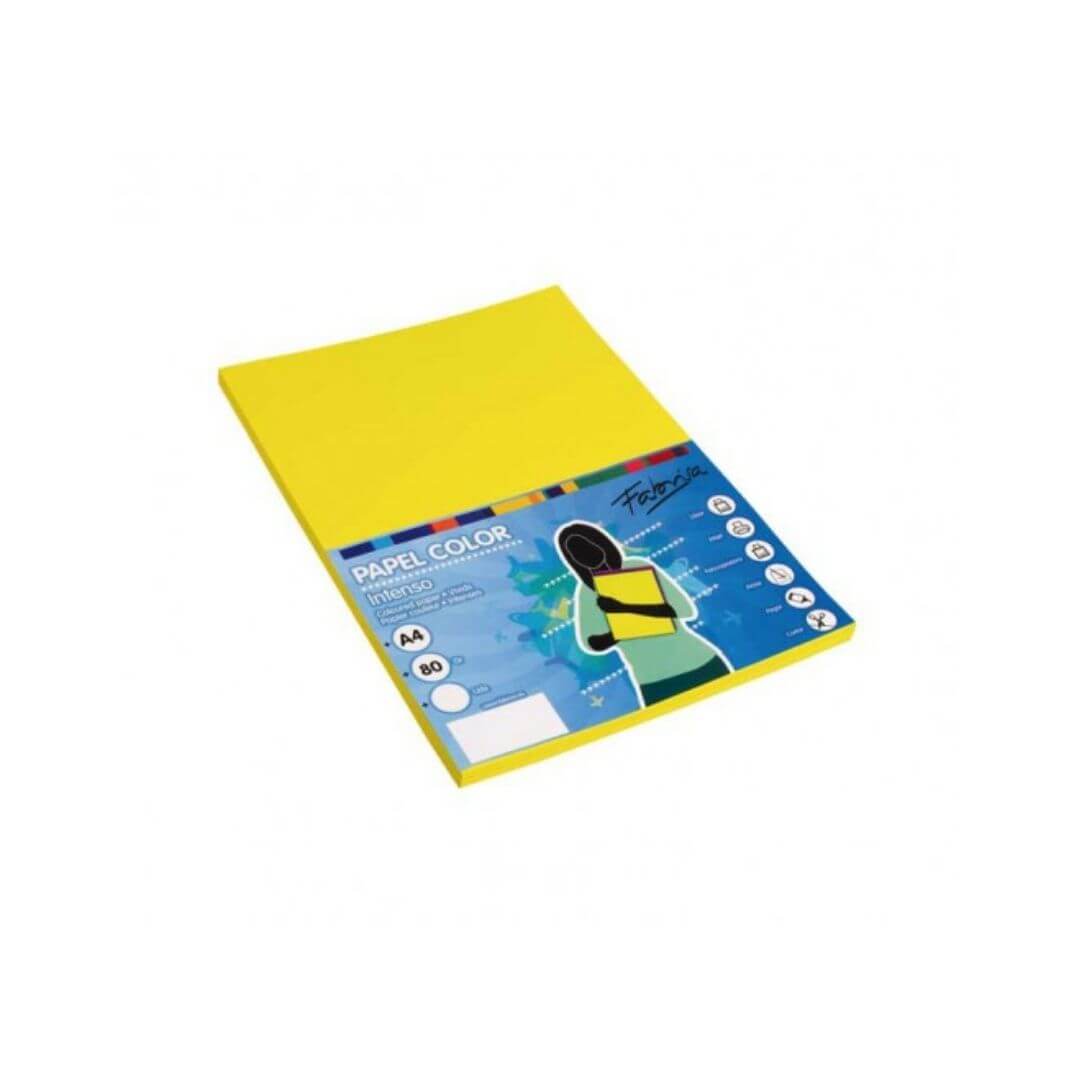 Paper 80g A4 100 hojas amarillo fuerte Fabrisa