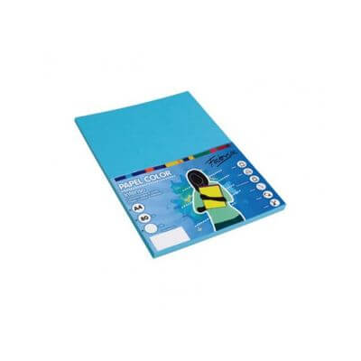 Paper 80g A4 100 hojas color azul turquesa Fabrisa