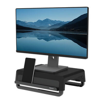 Soporte elevador monitor recicable Breyta negro