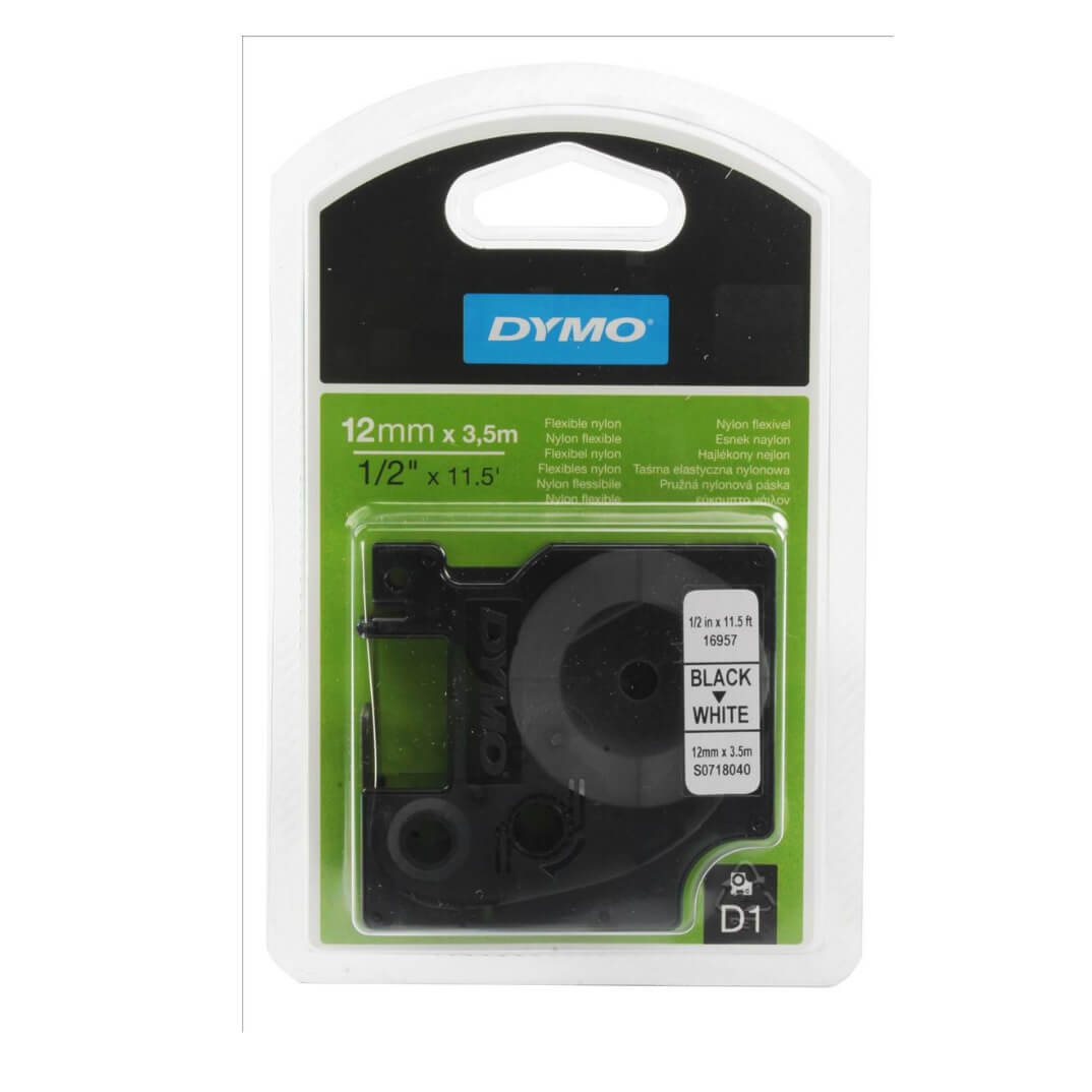 Cinta Dymo D1 6mm negro/trasparente