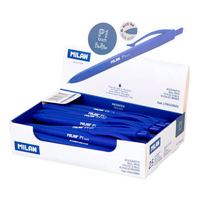 Caja 25 bolígrafos Milan P1 Touch azul