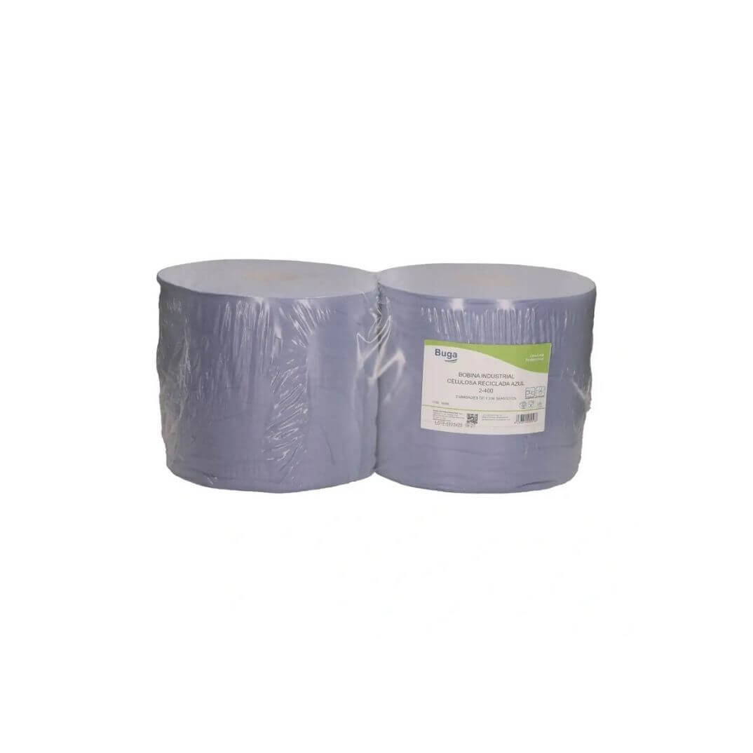 Bobina industrial de celulosa de 400m azul