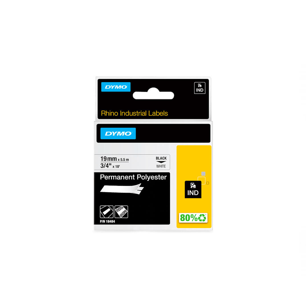 Cinta Dymo rhino ID1-19 mm blanc polyester