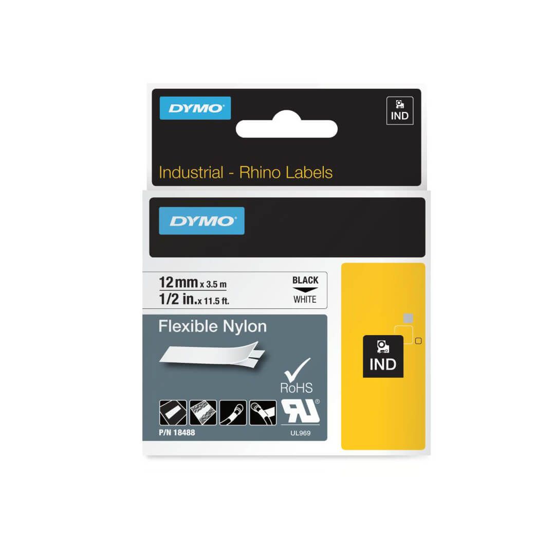 Cinta Dymo rhino ID1-12 mm blanc nylon