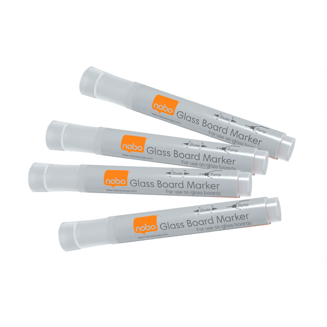 Pack 4 rotuladores Nobo blancos pizarra cristal