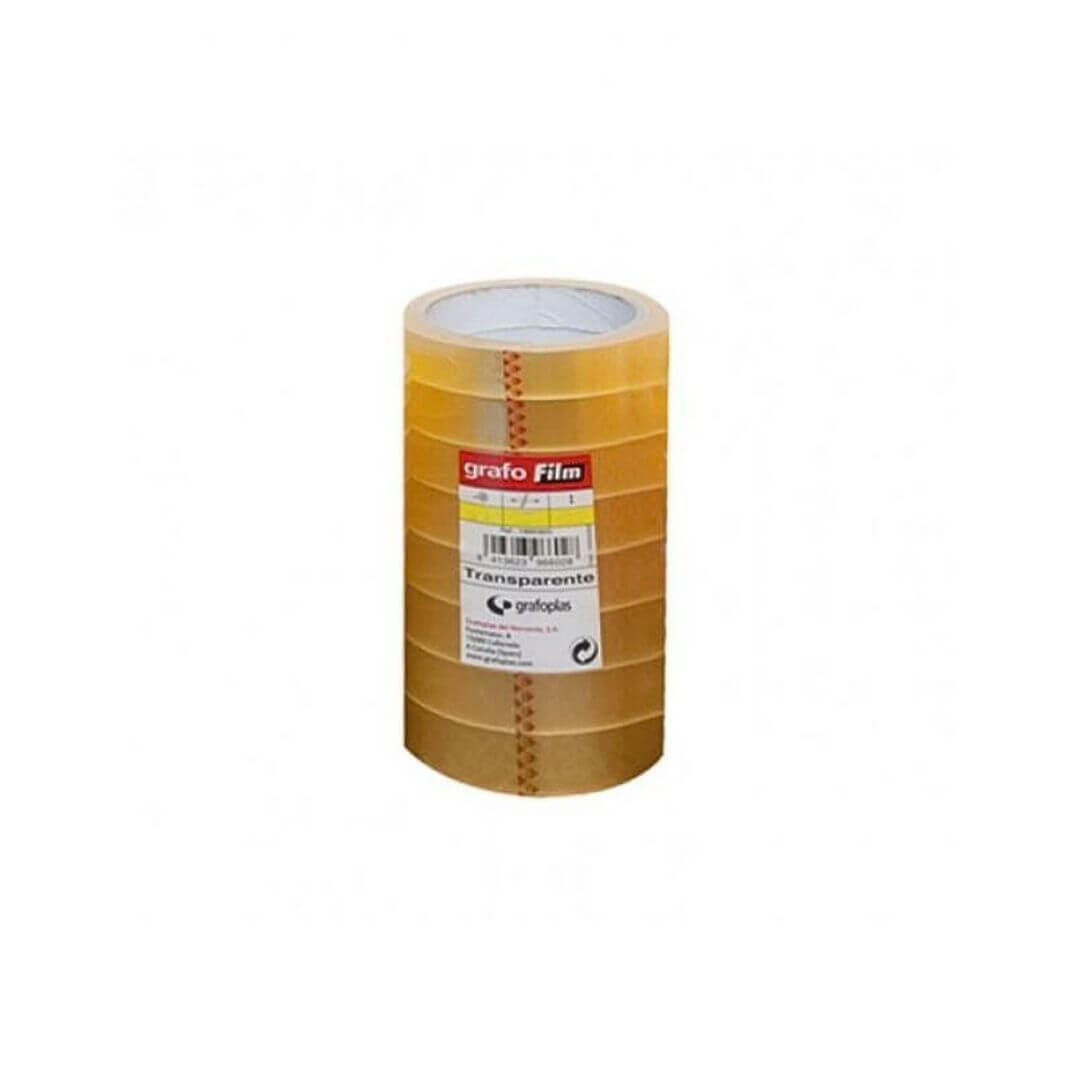 Pack 8 cinta adhesiva caramel 19mm x 66m transp.