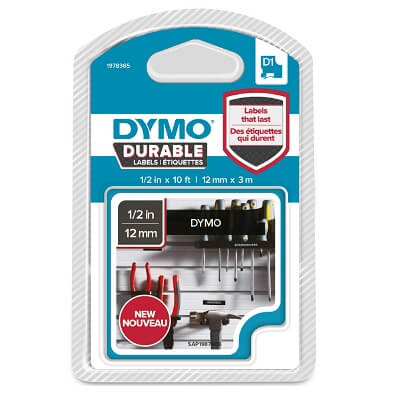 Cinta Dymo D1 durable 12mmx3m negro/blanco