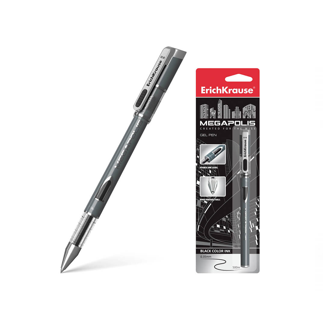 Bolígrafo tinta gel Megapolis negro