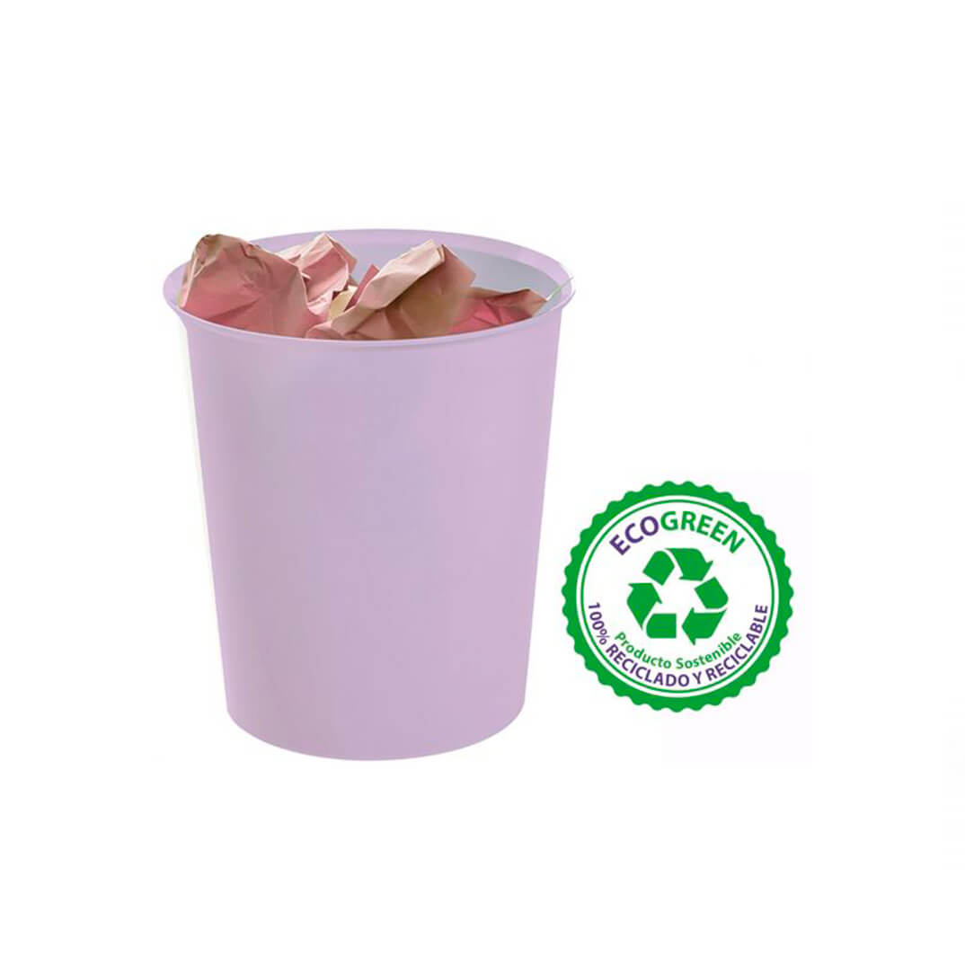Paperera Archivo 2000 Ecogreen 18l malva pastel