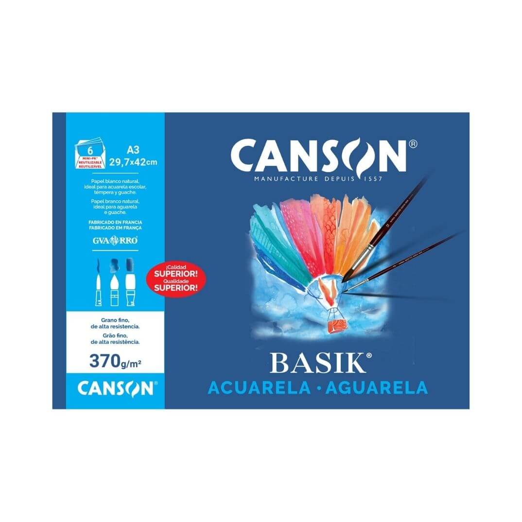 Minipack Canson Guarro Aquarel·la Basik 370g A3