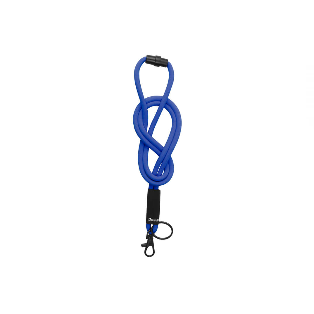 Cordó tèxtil enella/mosquetó blau 5mmx46cm (10u)