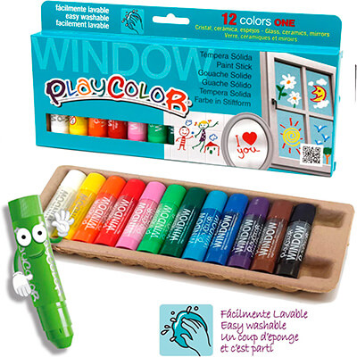 Estuche 12 colores témpera Playcolor para cristal