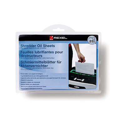 Pack 20 fulls lubricants Rexel per a destructora