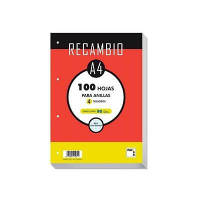 Recanvi A4 4 anillas C4 90g 100 fulls