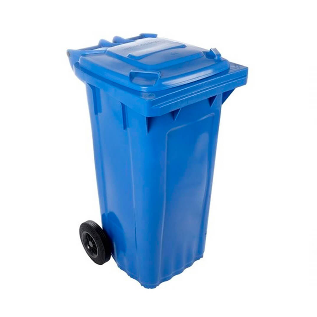 Contenidor residus amb rodes blau 120 llitres