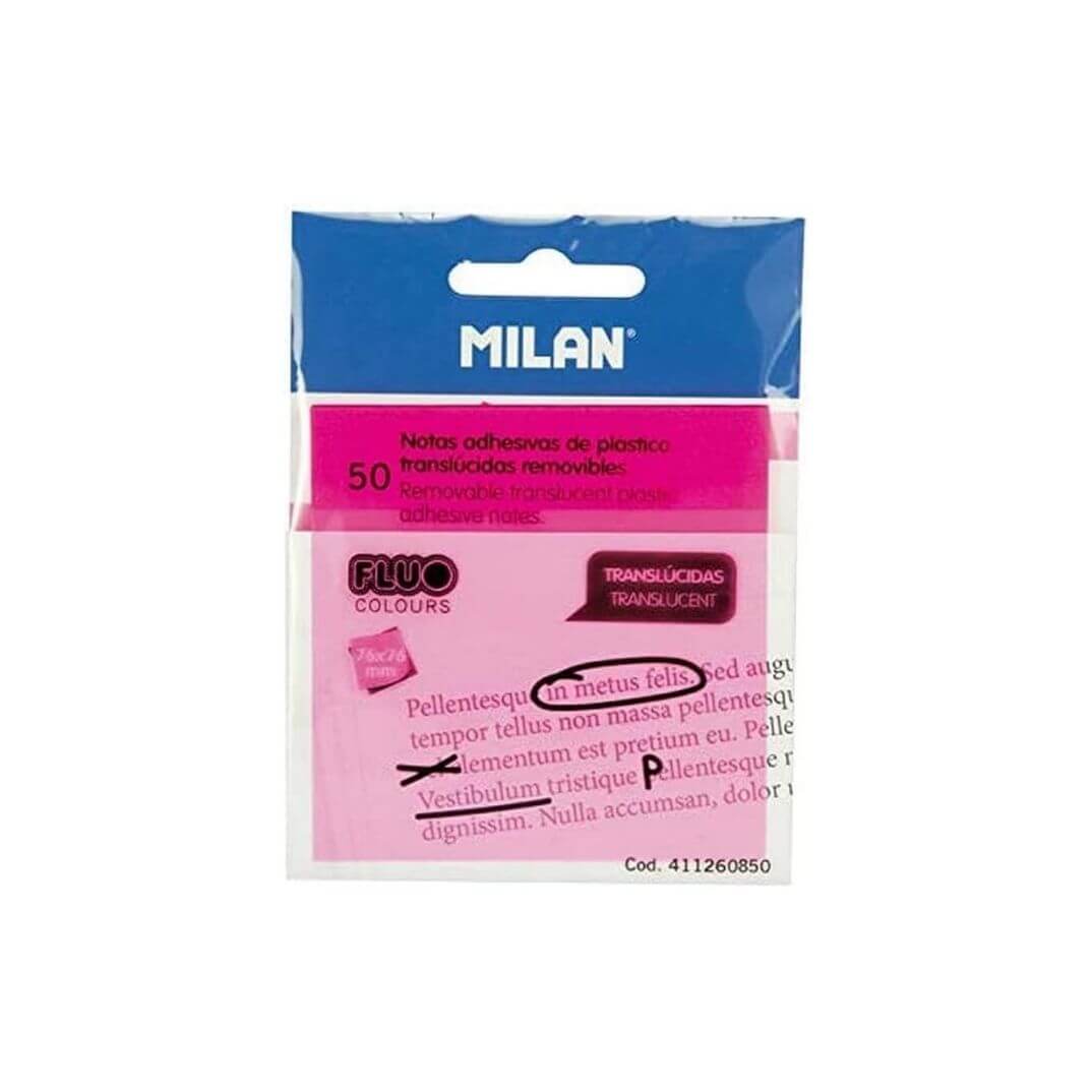 Notes adhesives removibles translúcides rosa