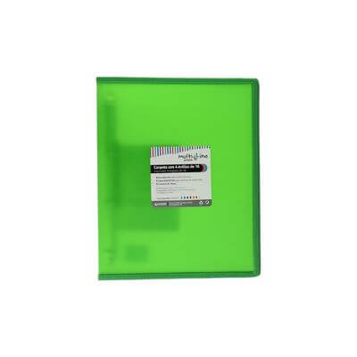 Carpeta 4 anelles PP A4+ Multiline verd