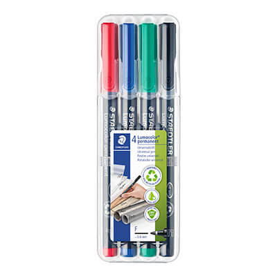 Estuche 4 rotuladores Staedtler LUMOCOLOR® finos