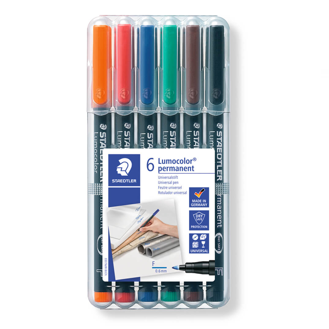 Estuche 6 rotuladores Staedtler LUMOCOLOR® finos
