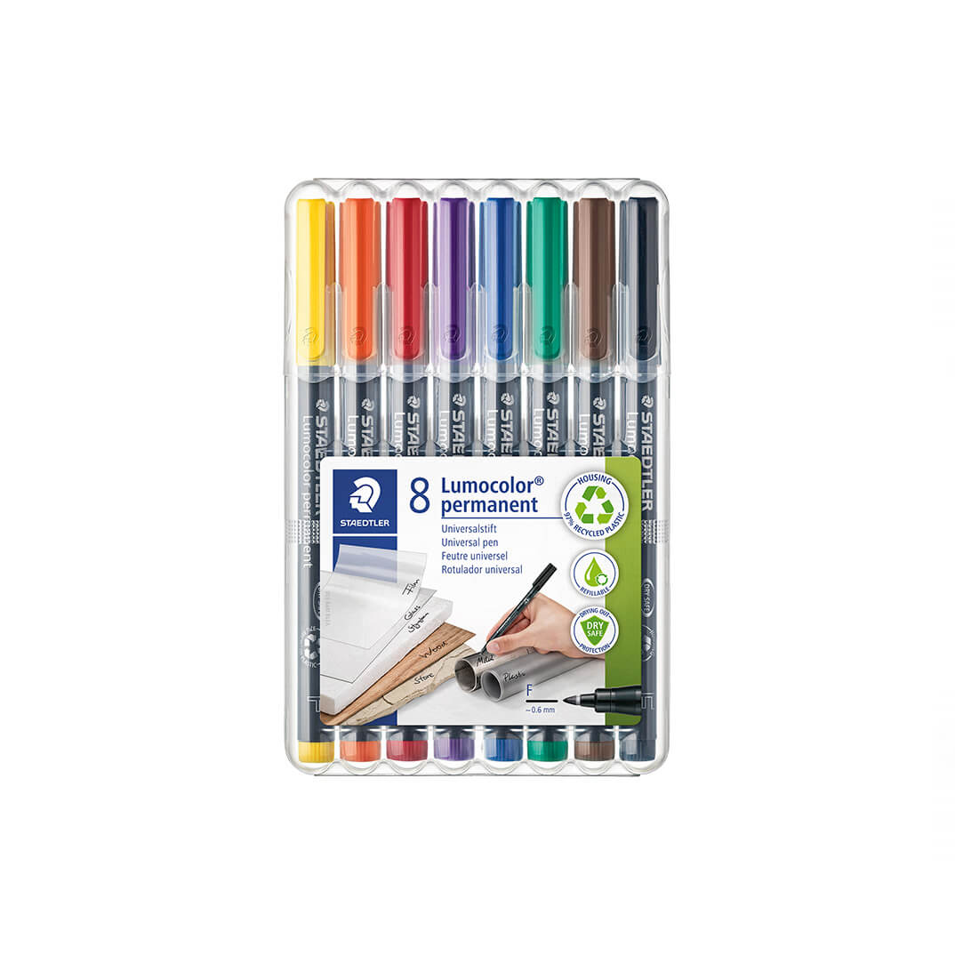 Estuche 8 rotuladores Staedtler LUMOCOLOR® finos