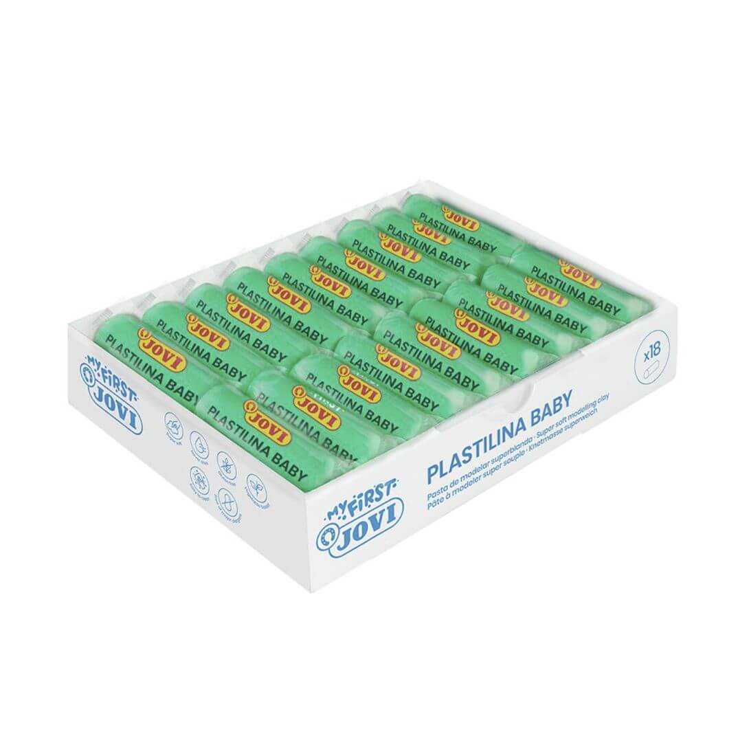 Caja plastilina baby 38g verde claro (18u)