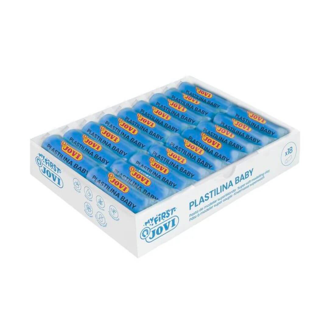 Caja plastilina baby 38g azul claro (18u)