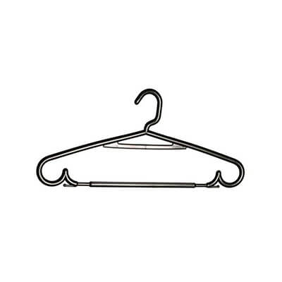 Percha plástico negra con barra (43cm)