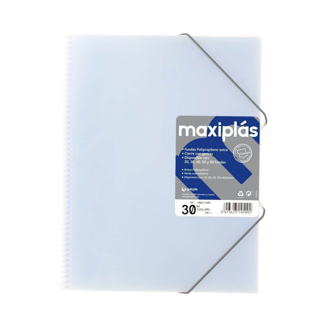 Carpeta de 30 fundas con sobre A4 Transparente