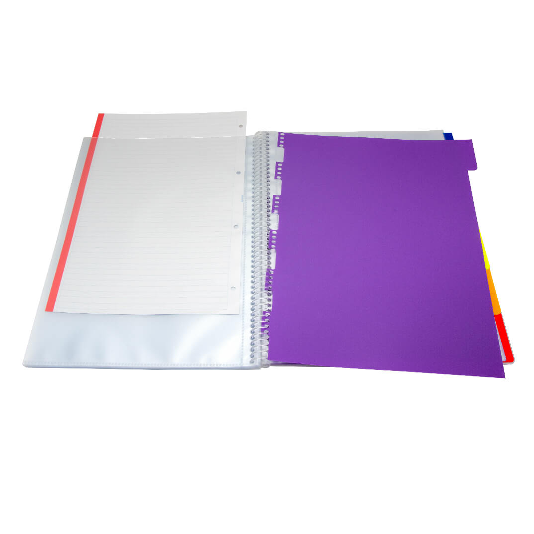 Carpeta fundas fijas PP maxiplas con 5 separadores