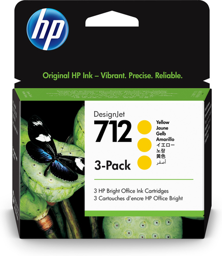 HP cartutx DesignJet nº 712 groc (Pack 3)