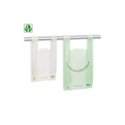 Pack 1000 bolsas camiseta biodegr blanca 22x40x11