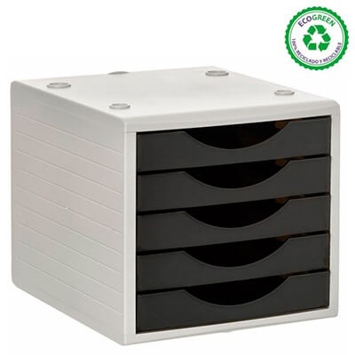 Módulo 5 cajones gris/negro opaco apilable