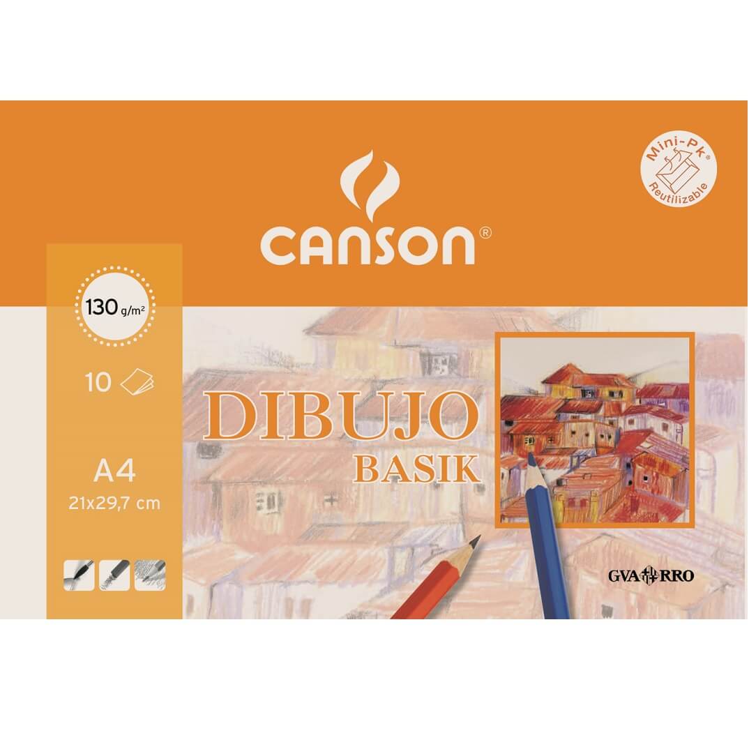 Mini pk dibujo A4 Basik liso 130g 10 hojas